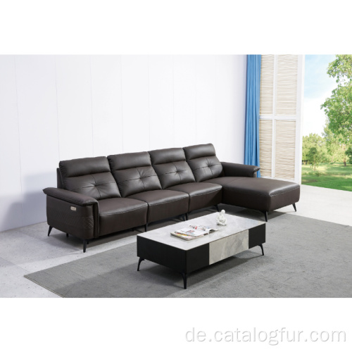 neuer Trend Weißes billiges modernes Ledersofa-Set mit LED-Licht-Ledersofa-Set Wohnzimmermöbel